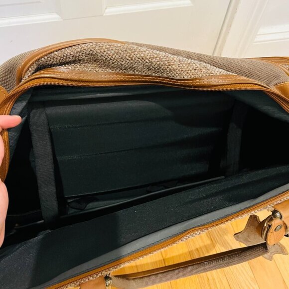 Vintage Pierre Cardin Paris Leather Tweed Luggage Travel Weekender Bag 22 inche - Picture 15 of 16
